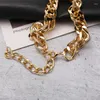 Pendant Necklaces VAGZEB Fashion Big Necklace For Women Twist Gold Color Chunky Thick Lock Choker Chain Party Jewelry