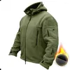 Męskie kurtki Kamb Winter Polar Kurtka z kapturem Mens Tactical Full-Zip Up Outdoor Windproof Wathood Worked Work Płaszcz