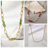 Chains Boho Kpop Natural Stone Simulated Pearl Chain Necklace Women Girls Wedding Sweet Beads Short Collares Accessories