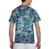 Erkek Tişörtleri 2023 Mens Moda Yaz Kollu T-Shirt Sıradan Çiçekler Raster Radyal Gradyan Gölge Tshirt İnsan için Tam Baskı