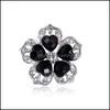 Pins Brooches Retro Style Black Big Crystal Brooch Colored Flower Women Pins Rhinestone Drop Delivery Jewelry Dha5C