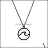 Pendant Necklaces Wave Necklace For Women Wholesale Nautical Jewelry Gift Ocean Sier Color Simple Beach Drop Delivery Pendants Dhgmo