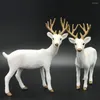 Christmas Decorations Dolls White Deer Snow Reindeer Xmas Plush Elk Year Ornaments Household Displays Home Gifts