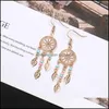 Hoop Huggie Mode Ethnique Dangle Drop Grande Boucle D'oreille Pour Femmes Géométrique Ronde Feuilles Creuses Feuille Alliage Pendentif Boucles D'oreilles En Gros D Dh6Su