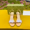 Classic High Heel Sandals Women sexy Open Toe Thick Metallic Laminate Leather Middle heel Sandal Fashion Designer Beach Wedding Office Shoes 7.5cm