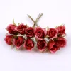 Decorative Flowers 6pcs 2cm Mini Silk Rose Artificial Flower Wedding Bouquet Home Decoration Accessories DIY Wreath Decor Scrapbook Crafts