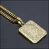 Kolye Kolyeler Erkek Altın Küba Bağlantı Zinciri Moda Hip Hop Takı FL Rhinestone Bling Elmas Köpek Etiketi Buzlu 1280 B3 DROP DHGRJ