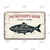 Vintage The Butcher Guide Tin Poster Pittura in metallo Retro Home Cucina Decorazione Accessori Shabby Chic Cut Targhe in metallo per animali 20 cm x 30 cm Woo Migliore qualità