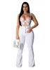 Women's Jeans Fashion White Wide Leg Pants Sexy Slim Women Mom High Waist Skinny Solid Bell Bottom S-2XL