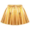 Kjolar kvinnor goth klubbkläder fast färg elastisk midjeband mini mode glänsande ruffled kjol karneval raves fest y2k outfit