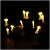 LED -str￤ngar 10LEDS 20LEDS HALLOWEEN SKL STRING LJUS UTOMOUS VATTOSKLIG HELDDECORATION LIGHING BATTERI BOX VIT DOM DOLI DHM19