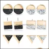 Stud Geometric Earring Round Square Triangle White Kpop Marble Stone Earrings Beautifly Luxury Jewelry Simple Natural Drop Delivery Dhztu