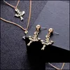 Ohrringe Halskette Statement Maxi Legierung Emaille Engel Halsketten Kette Anhänger Mode Hochzeit Brautschmuck Set Drop Delivery Sets Dh5Cb