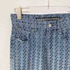 Vrouwen Vintage Blue Jeans Brief Jacquard Rechte Jeans Herfst Winter Designer Broek Hoge Taille Broek