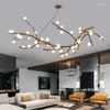 Lustres Nordic Retro LED Lustre Pour Salon Chambre Branche D'arbre Art Plafond Pendentif Lumières Brun Antique Lampe Suspendue Décor Éclairage