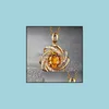 Pendant Necklaces Yellow Crystal Citrine Gemstones Diamonds For Women Gold Tone Choker Chain Jewelry Necklace Drop Delivery Pendants Dhhbj