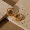 Boucles d'oreilles créoles Boako à la mode en acier inoxydable 316 motif de torsion pour les femmes géométrique 18K plaque d'or points cristal bijoux Pendientes