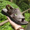 Sandalen mannen schoenen waterdichte niet -slip sandalen koe leer heren zachte bodem slijtage slippers ademende sandalen 230208