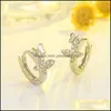 Charme Mode Mignon Papillon Boucles D'oreilles Avec Diamant Femelle Creative Zircon Animal Sier Boucle D'oreille Fête Anniversaire Drop Delivery Bijoux Dhkik