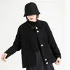 Women's Jackets Short Coat 2023 Autumn Winter Black High-end Chic Design Sense Of Minority Straight Tube Loose Wool Top