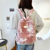 가방 New Schoorbag ​​여성 역량 중학교 학생 소형 신선한 넥타이 염색 캔버스 배낭