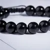 Strand Natural Obsidian Anti Matigue Bracele 6-10 mm Ronde Men Bracelet Verstelbare knappe zwarte kralen armbanden voor vrouwen sieraden