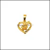 أقراط قلادة الأزياء 24 كيلو غرامة الذهب GF Dubai Romantic Heart Love Rose Sets Wedding Png Jewelry for Women 510 Q2 Drop D Dhvtu