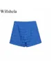 Women's Shorts Willshela Women Fashion Embroidery Solid Hollow Out Side Zipper Vintage High Waist Female Chic Lady Y2302