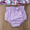 Kläduppsättningar födda babyflickor från axelblommor blommor toppar shorts trosor 3 st kläder kläder