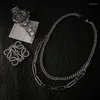 Colar de correntes Colares de aço de titânio de uma camada multi-camada para mulheres Hip Hop Retro Retro Clavicle Cheker Jewelry Gift