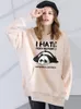 Kadın Hoodies Sweatshirtler Sevimli Panda Uykular Baskı Kadın Sweatshirt Kadın Moda Koreli Yuvarlak Boyun Hoodie Kadın 230208