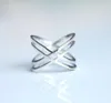 Cluster Rings Silver 925 Criss Cross x Simple Plain Women Full Finger Jewelry