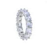 Bröllopsringar Lyxring för kvinnor Klassisk multicolor 5mm Cz Cubic Zirconia Paled Silver Color Eternity Band Fashion Finger Jewelry