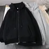 Sweats à capuche pour femmes Sweatshirts solide surdimensionné à capuche fermeture éclair femme vêtements hiver Plus velours ample tout-match manteau décontracté femmes sweat Couple vêtements 230208