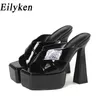 Slippers Eilyken Plus Size 35 42 Summer Platform Women High Heels Ladies Fashion Elegant Female Sandals Slides Shoes 230207