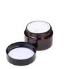 Packing flaskor 5g 10g 15g 20g 30g 50g Amber Glass Jar Cosmetic Cream Bottle Refillable Makeup Container med svarta lock Drop Delive DH5ZU