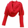 Шарфы модные женщины -леди вязаные свитера шарф с рукавом оберткой зима теплый шал черный бежевый зеленый красный