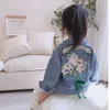 Jackets Kids Denim Jackets for Girls Baby Flower Embroidery Coats Spring Autumn Fashion Child Kids Outwear Ripped Jeans Jackets Jean 230208