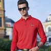 Men's Polos 2023 High Quality Solid Color Polo Shirt Business Casual 3D Embroidery Long Sleeve Shirts Menpolos