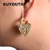 Navel Bell Button Rings KUYOUTH Retro Stainless Steel Heart Lock Magnet Ear Weight Gauges Body Jewelry Earring Piercing Expanders Stretchers 2PCS 230208