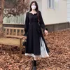 Casual jurken 2023 herfst vrouwen bloemen patchwork jurk lange rok met dun en lang temperament