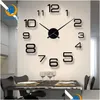 Horloges murales Salon 3D Grande Horloge DIY Grand Miroir Autocollants Quartz Acrylique Design Moderne Décoration de La Maison Drop Livraison Jardin Déco Dhrds