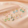 Boucles d'oreilles créoles U-Magical Style chinois, en émail Multiple, cœur coloré pour femmes, accessoires de bijoux de tempérament contrasté