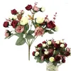 Dekorativa blommor 21 huvuden/bukett Silk Rose European Style Artificial Flower Bouquet Fake Wedding Home Party Decoration High Quality