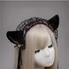 Women Girl's Gothic Lolita Maid Ruffles Lace Headband Plush Cat Ears Ribbon Bell Lolita Cosplay Hair Hoop GC1896