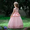 Fille Robes Rose Sans Manches Dentelle Enfants Vêtements Demoiselle D'honneur Filles Robe Enfants Pageant Fête De Mariage Princesse Robes 4-14 Ans Vestidos