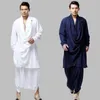 Ethnic Clothing 2023 Plus Size Loose Tai Chi Haren Pants Winter Solid Linen Warm Chinese Long Robe For Men Breathable Oriental