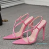 Slippers 2023 New Pink Sandals For Women Summer PVC Transparent Open Toe Ladies High Heels 666 Fashion Buckle Strap Party Dress Shoes Y2302