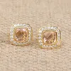 الفاخرة 18K طلاء الذهب مسمار مع Morganite للنساء هدية الأقراط أقراط مسمار الزفاف