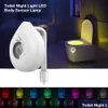 Nachtlichter 8 Farben ändern LED-Toilettensitzlicht Smart Human Motion Sensor aktivierte wasserdichte WC-Lampe Batteriebetriebene Drop Deliv Dh3Jy